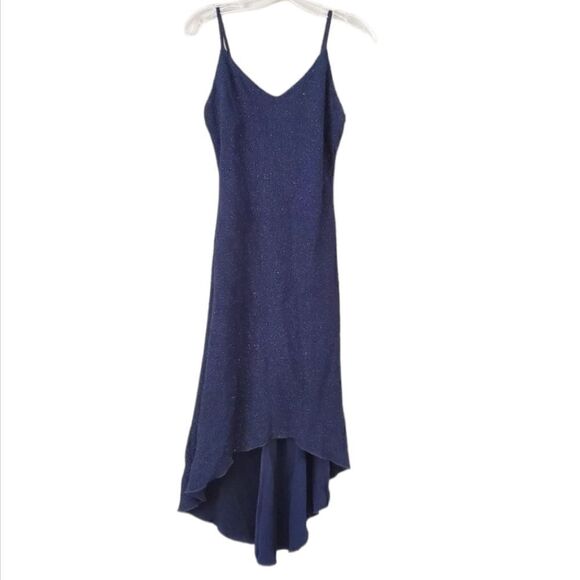 VINTAGE CITY TRIANGLES Women's High Low DRESS Navy Blue Size Small Y2K - Picture 1 of 9